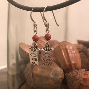 Silpada Crayon Jasper Red Stone Earrings